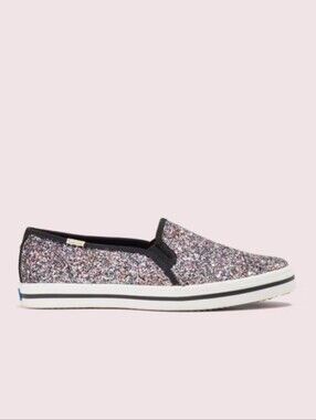 Keds × Kate Spade Double Decker Glitter Slip On Shoes Pink Multicolor Bling 7